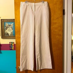 Express The Editor cream and pink striped trousers